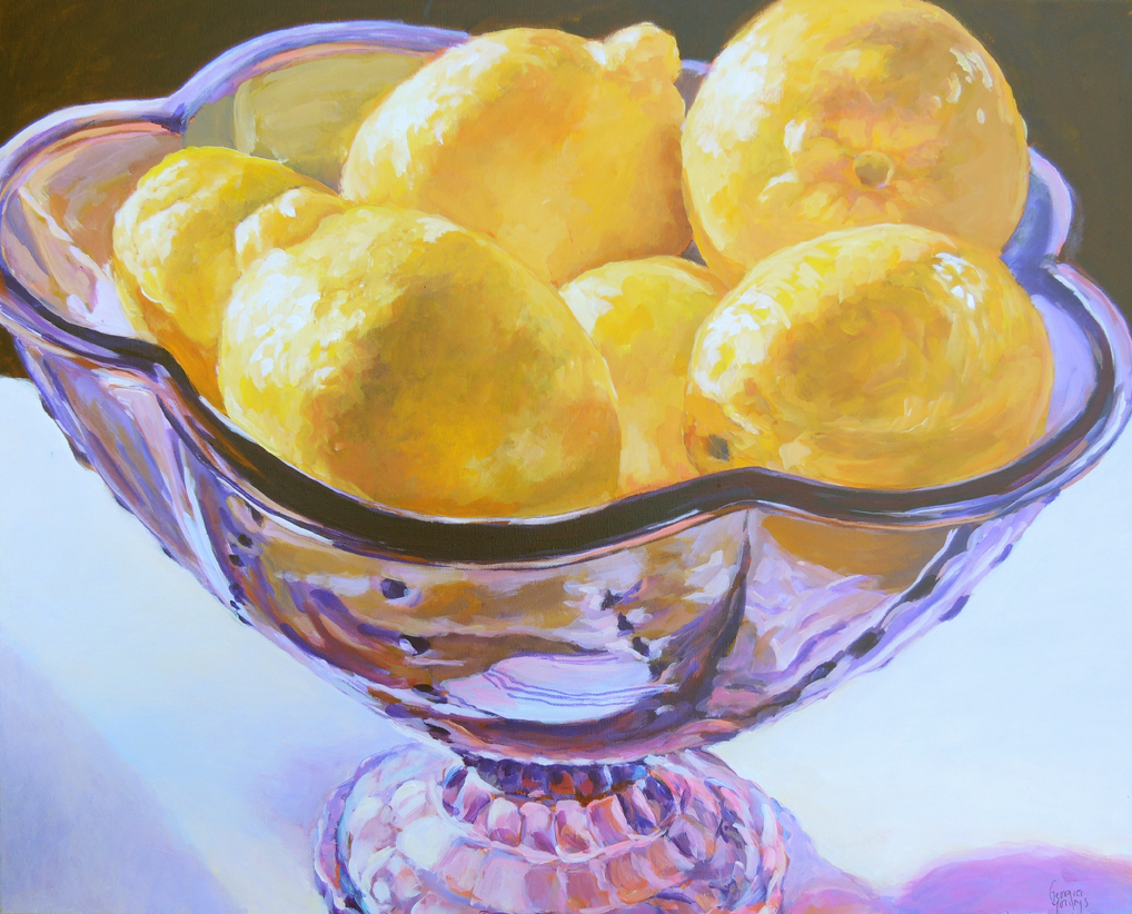 Lemons in a Glass Bowl