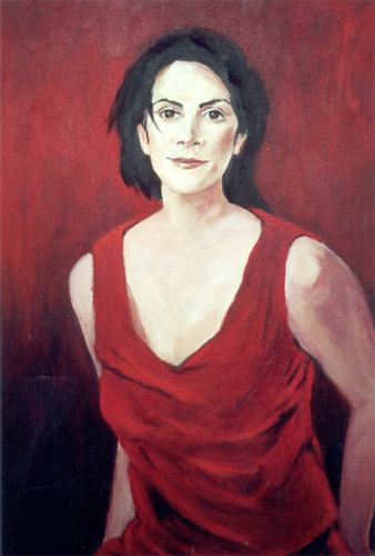 Woman with Red Portrait