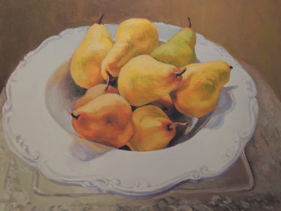 Pears in a White Bowl